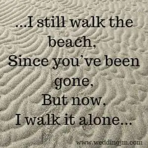 I still walk the beach, Since you've been gone, But not I walk it alone.