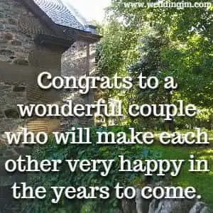 Congrats to a wonderful couple who 
			will make each other very happy in the years to come.