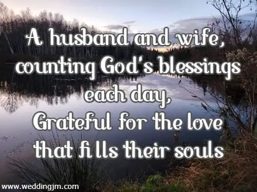 A husband and wife, counting God's blessings each day, Grateful for the love that fills their souls