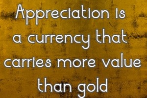 Appreciation is a currency that carries more value than gold