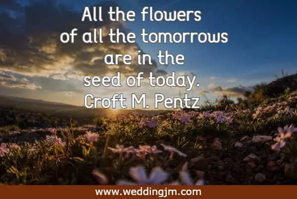 All the flowers of all the tomorrows are in the seed of today.