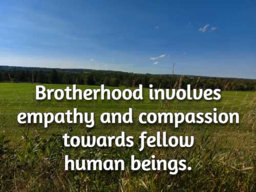 Brotherhood involves empathy and compassion towards fellow human beings.