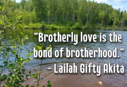 Brotherly love is the bond of brotherhood.