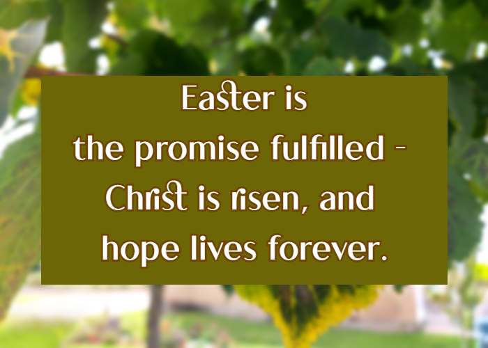 Easter is the promise fulfilled - Christ is risen, and hope lives forever.
