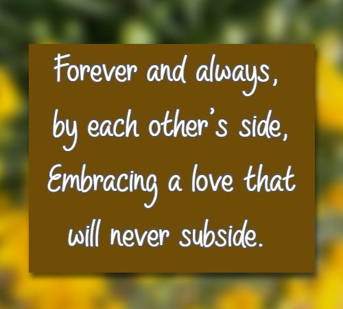 Forever and always, by each other's side, Embracing a love that will never subside.