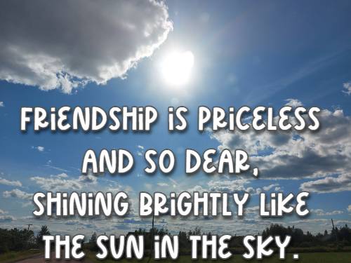 friendship is priceless and so dear, Shining brightly like the sun in the sky.