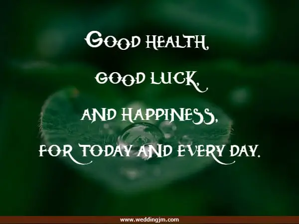 Good health, good luck, and happiness, for today and every day.