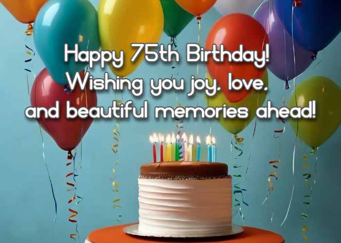 Happy 75th Birthday! Wishing you joy, love, and beautiful memories ahead!