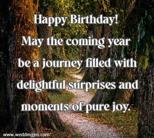 Happy Birthday! May the coming year be a journey filled with delightful surprises and moments of pure joy.