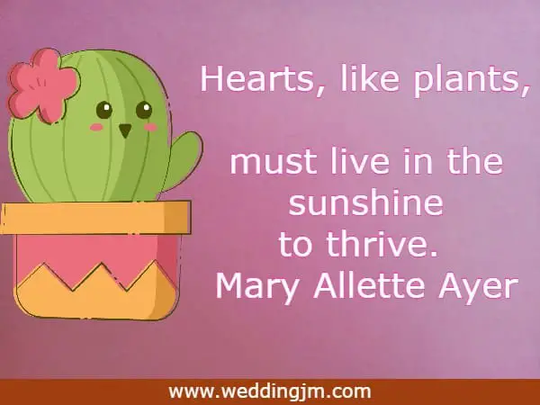 Hearts, like plants, must live in the sunshine to thrive.