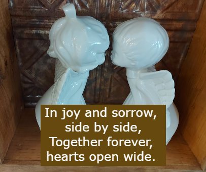 In joy and sorrow, side by side, Together forever, hearts open wide.