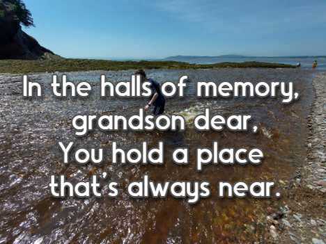 In the halls of memory, grandson dear, You hold a place that's always near.
