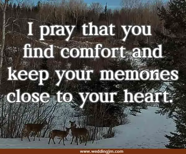 I pray that you find the comfort and keep your memories close to your heart.