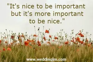 It's nice to be important, but it's more important to be nice