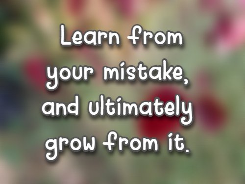Learn from your mistake, and ultimately grow from it.