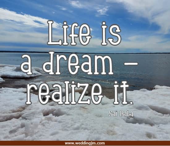 Life is a dream - realize it.   Sai Baba