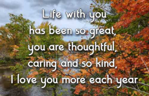 Life with you has been so great, you are thoughtful, caring and so kind, I love you more each year.