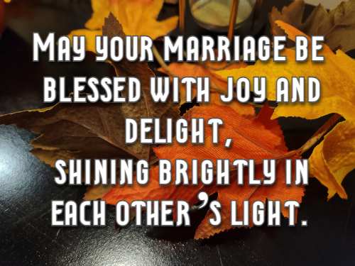 May your marriage be blessed with joy and delight, shining brightly in each others light.