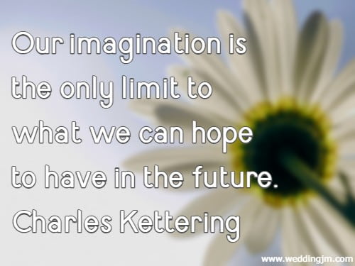 Our imagination is the only limit to what we can hope to have in the future. Charles Kettering