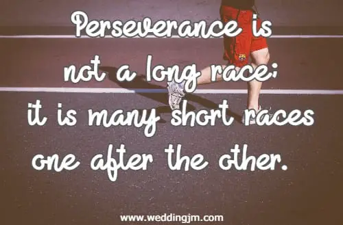 Perseverance is not a long race; it is many short races one after the other.