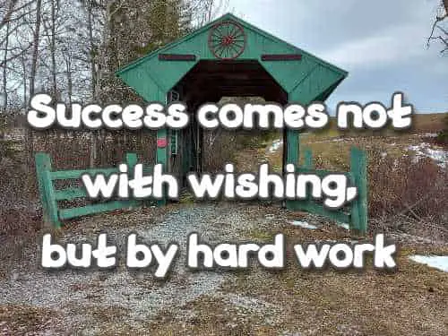success comes not with wishing, but by hard work