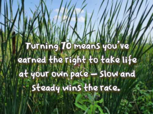 Turning 70 means you've earned the right to take life at your own pace  slow and steady wins the race.