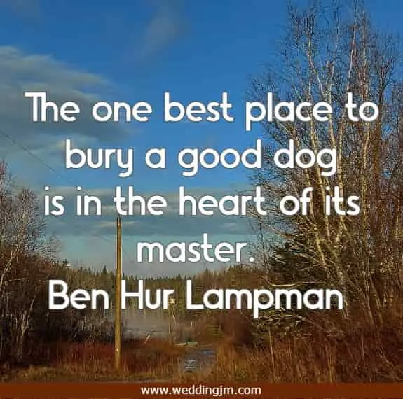 The one best place to bury a good dog is in the heart of its master.
