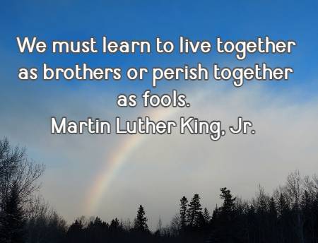 We must learn to live together as brothers or perish together as fools.