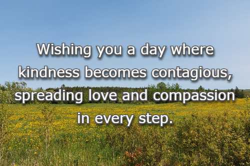 Wishing you a day where kindness becomes contagious, spreading love and compassion in every step.